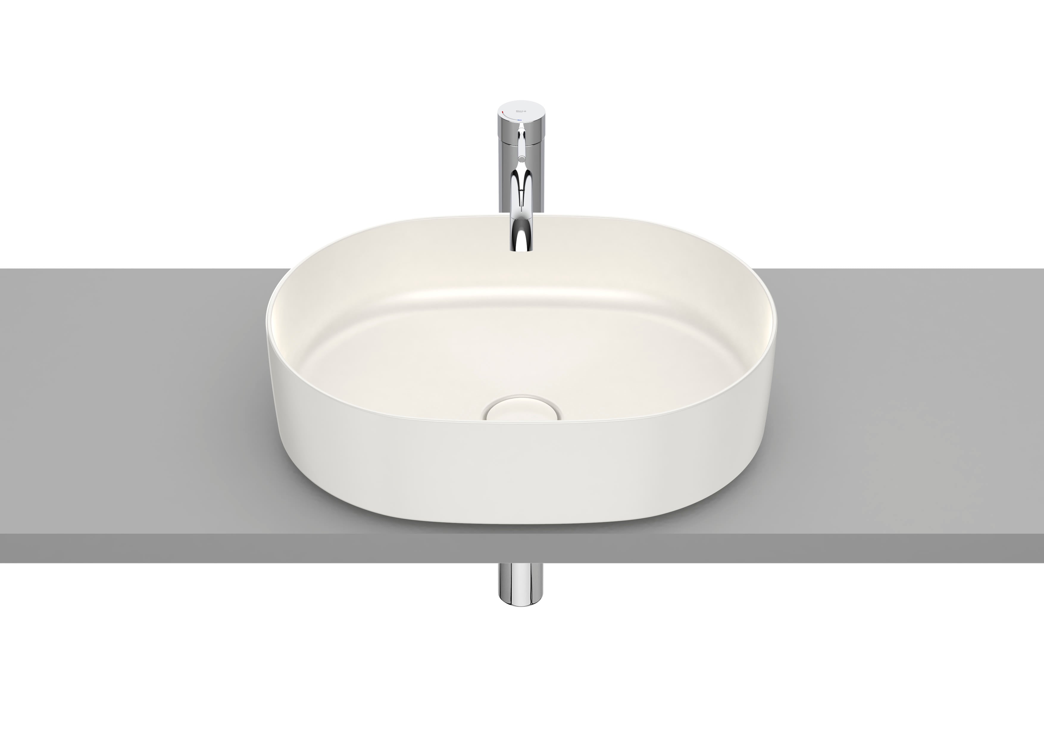 Roca Inspira ROUND – Овален умивалник върху плот 50×37×14см White бял FINECERAMIC® A327520000