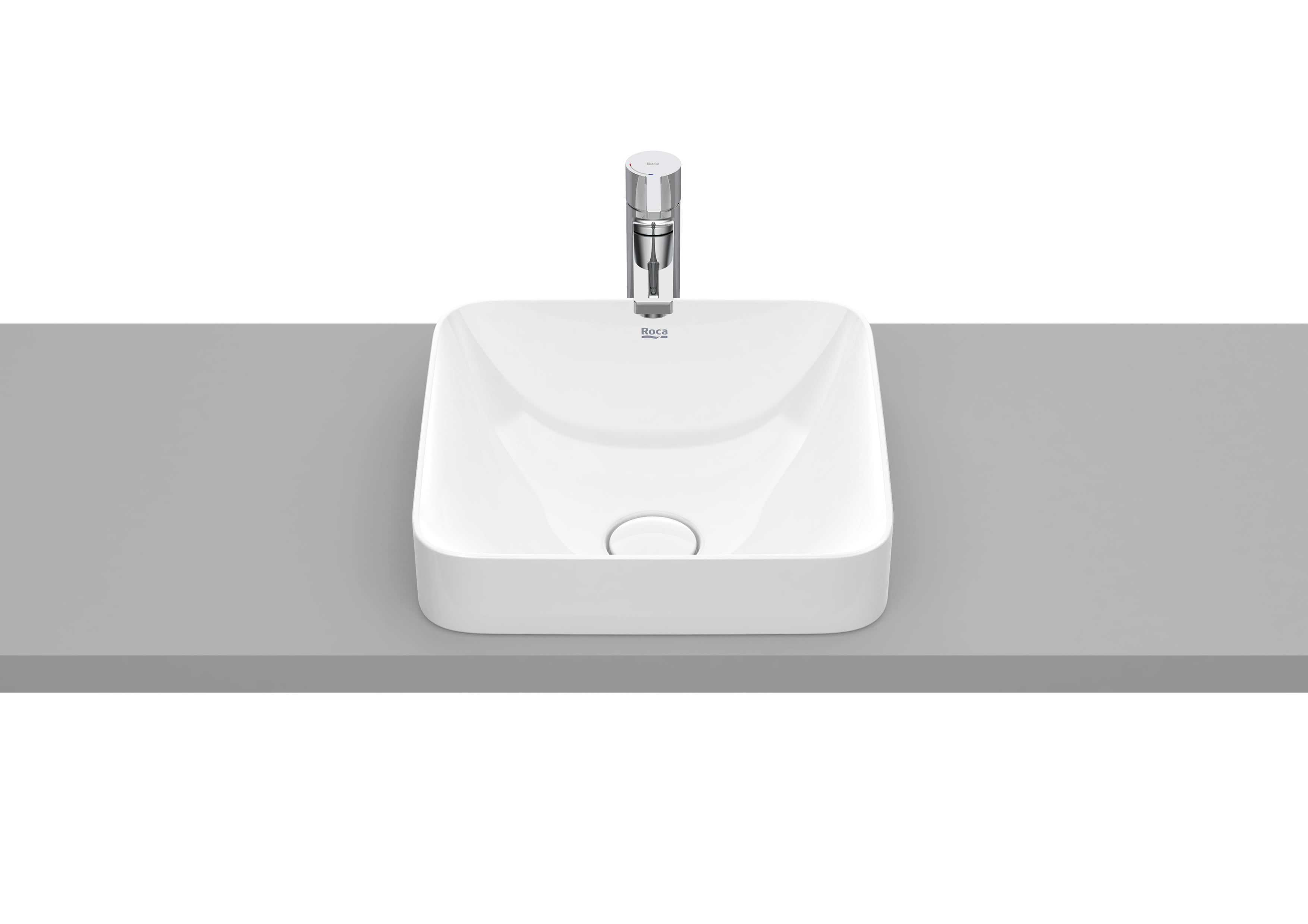 Roca Inspira SQUARE – Умивалник за вграждане в плот 37×37×7.5см White бял FINECERAMIC® A32753R000