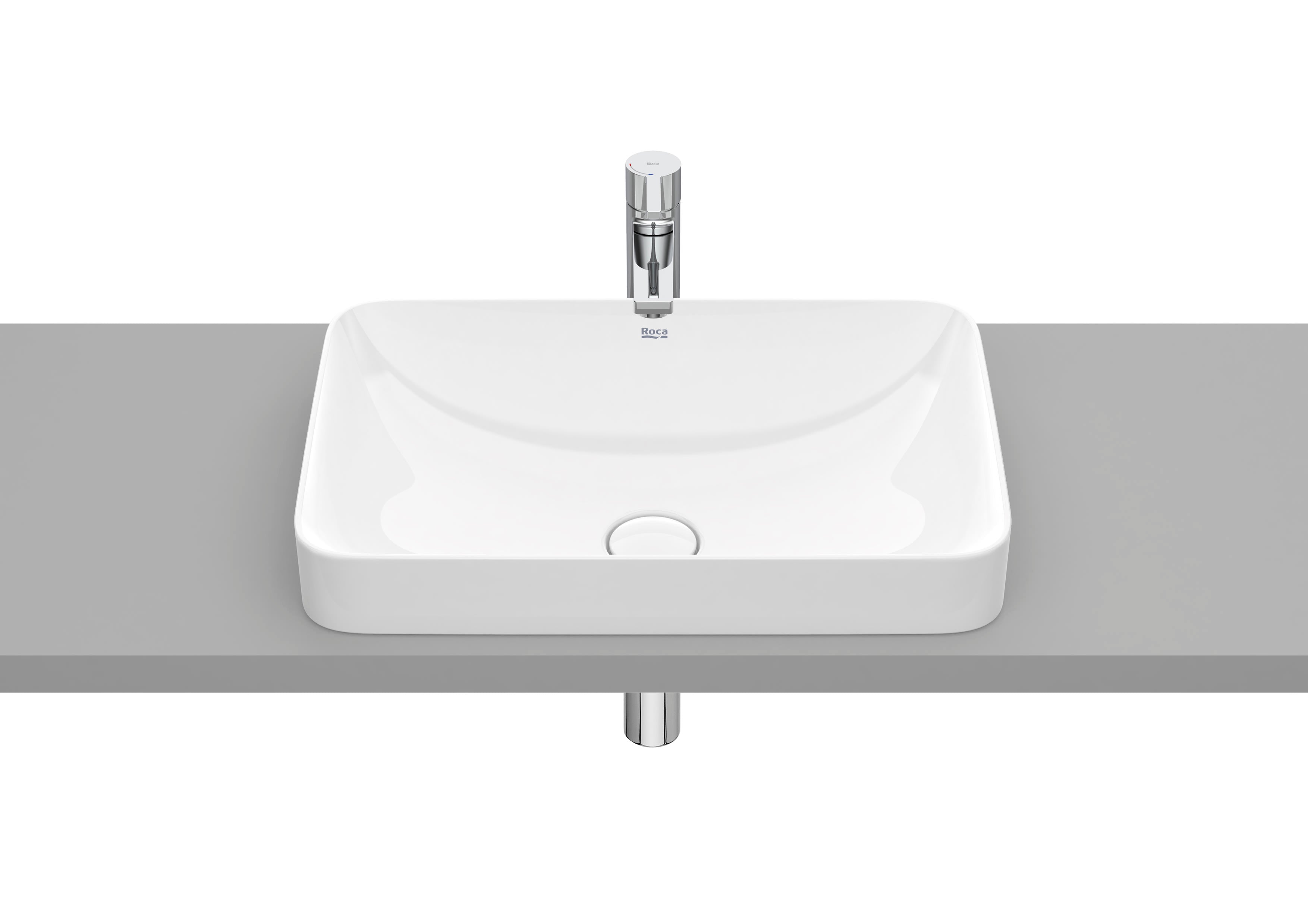 Roca Inspira SQUARE – Умивалник за вграждане в плот 55×37×7.5см White бял FINECERAMIC® A327534000