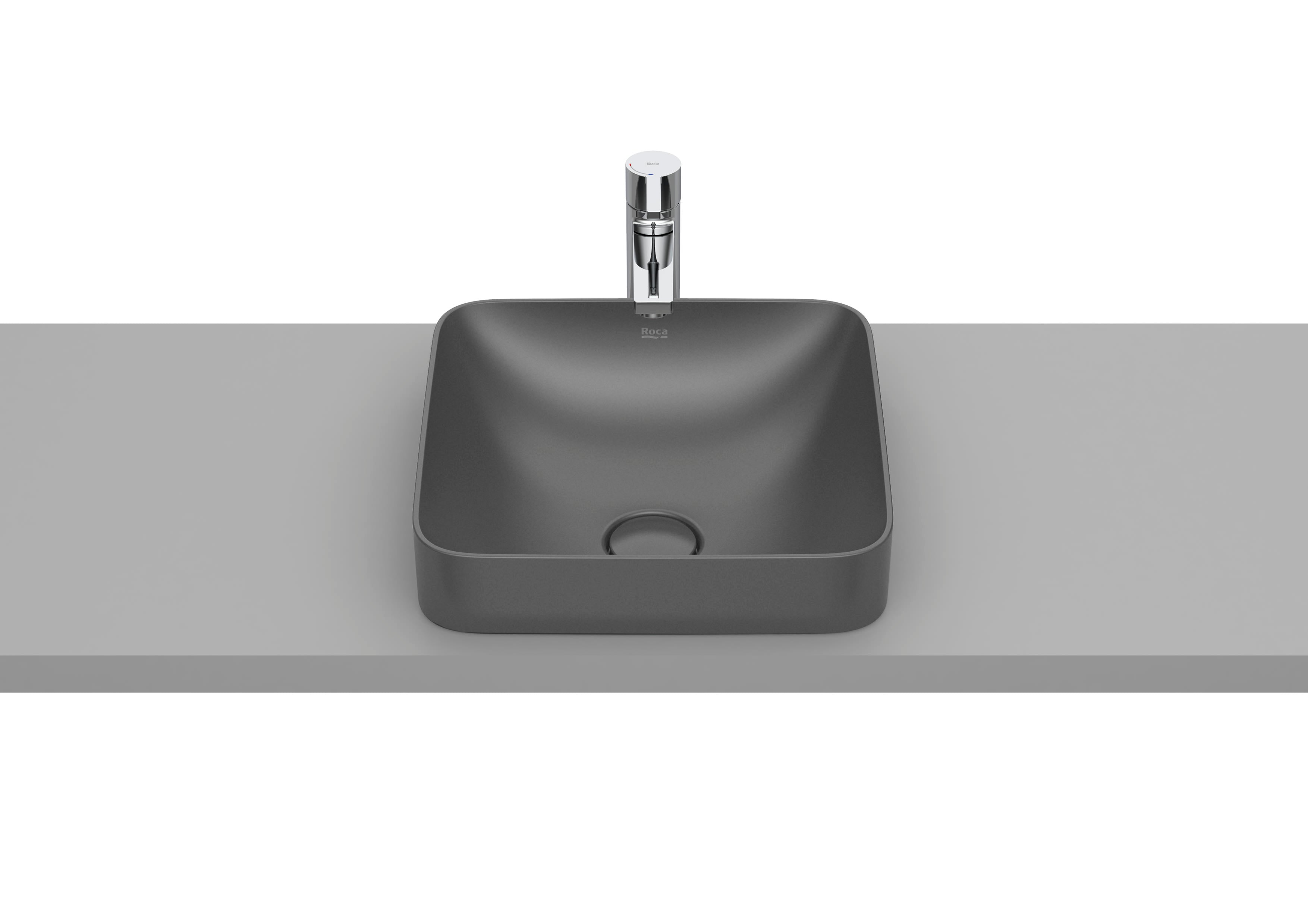 Roca Inspira SQUARE – Умивалник за вграждане в плот 37×37×7.5см White бял FINECERAMIC® A32753R000