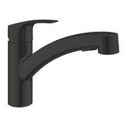 GROHE Eurosmart Кухненски Смесител Нисък Чучур + Издърпващ Се Аератор Matte Black 303052431 - Stonea.BG