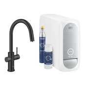 GROHE Blue Home Кухненски Смесител С-чучур + Изтеглящ Се Аератор Matte Black 31541KS0 - Stonea.BG