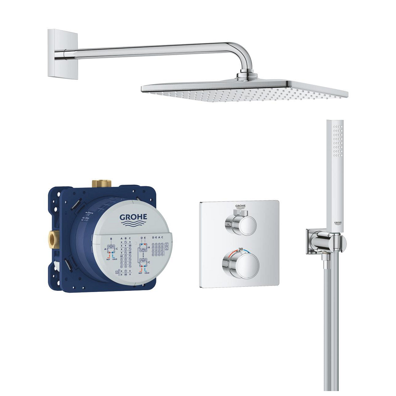 GROHE Grohtherm + Rainshower mono 310 Cube Комплект вграждане 34 870 000 - Stonea.BG