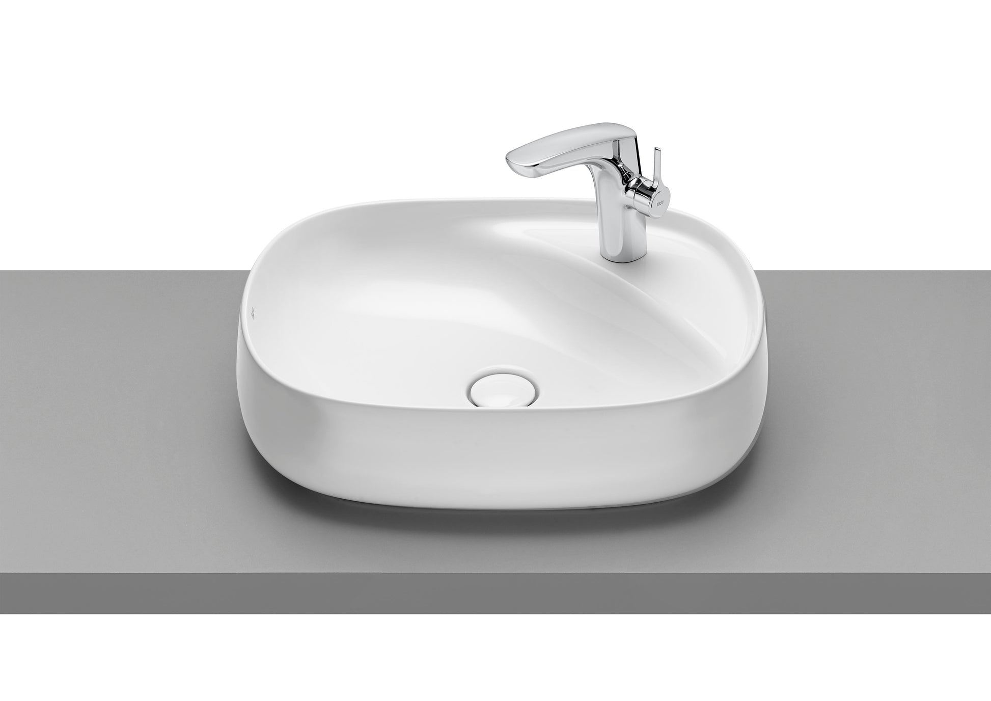 Roca Beyond Умивалник FINECERAMIC® върху Плот Soft Интегриран Плот 1 Отвор Дясно White A3270B8000 - Stonea.BG