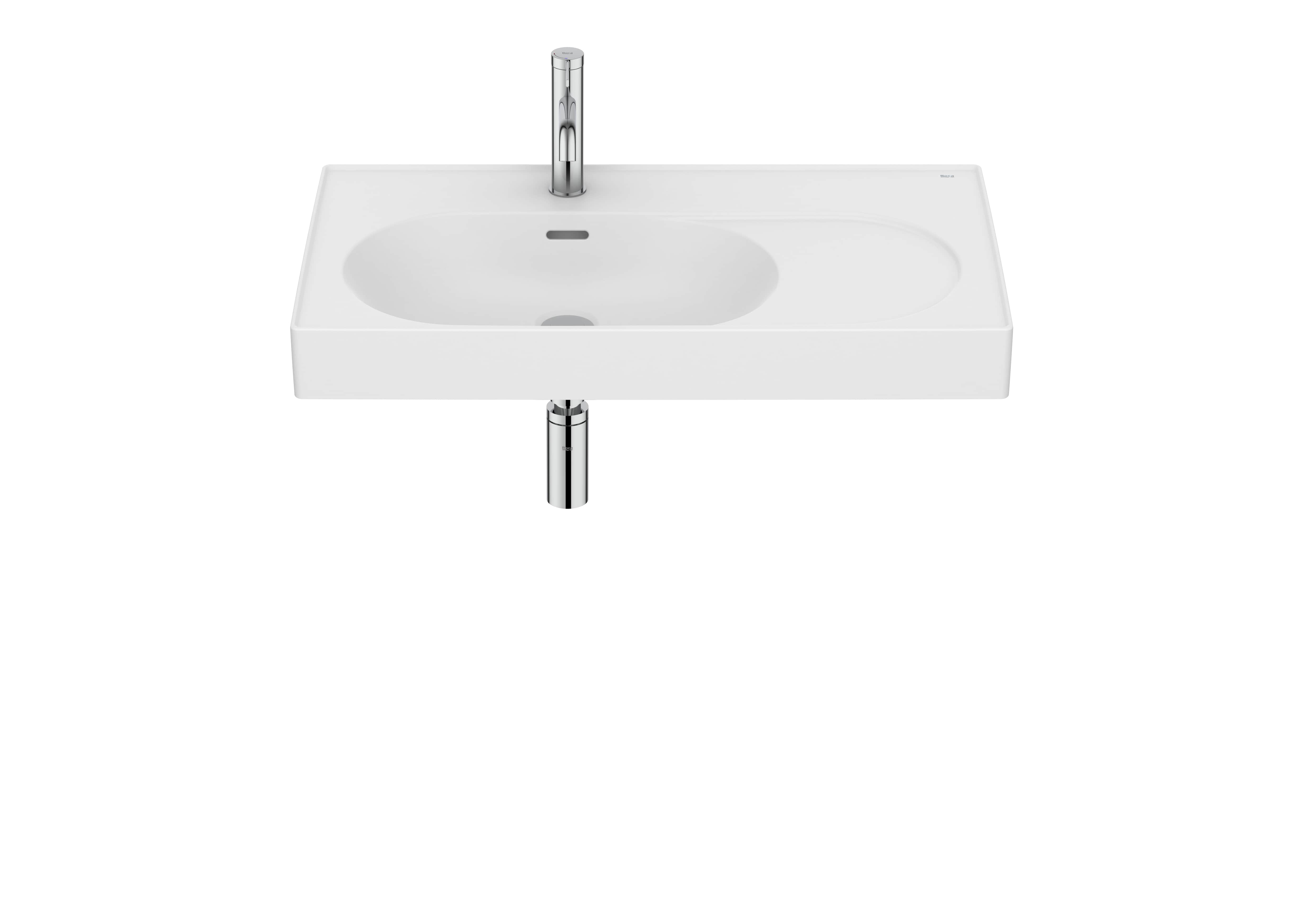 Roca Meridian Асиметричен умивалник Fineceramic® стенен 80×46см White A327743000