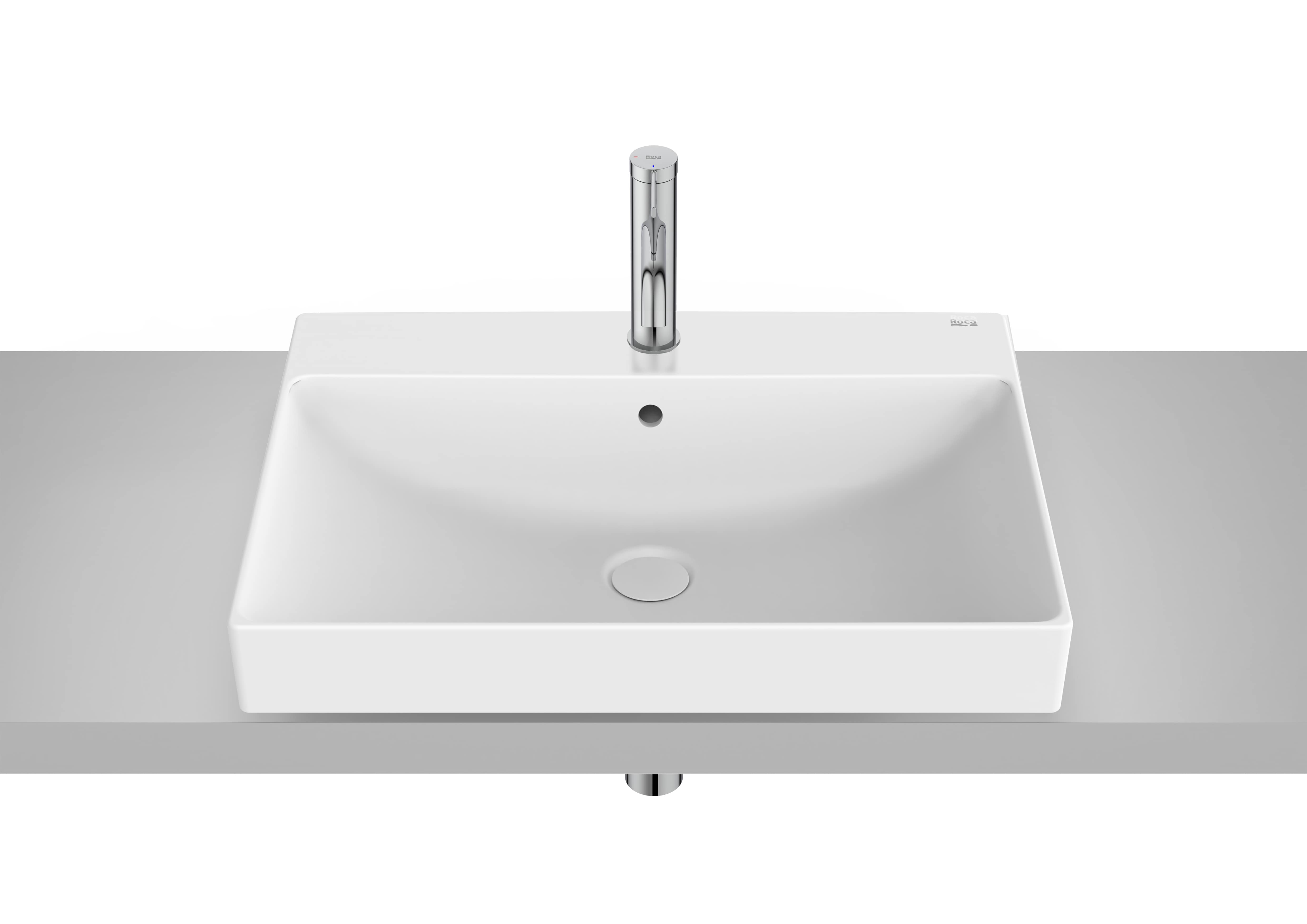 Roca ONA – Умивалник за вграждане в плот 60×45×8см Glossy White бял гланц FINECERAMIC® 1 отвор A32768N000