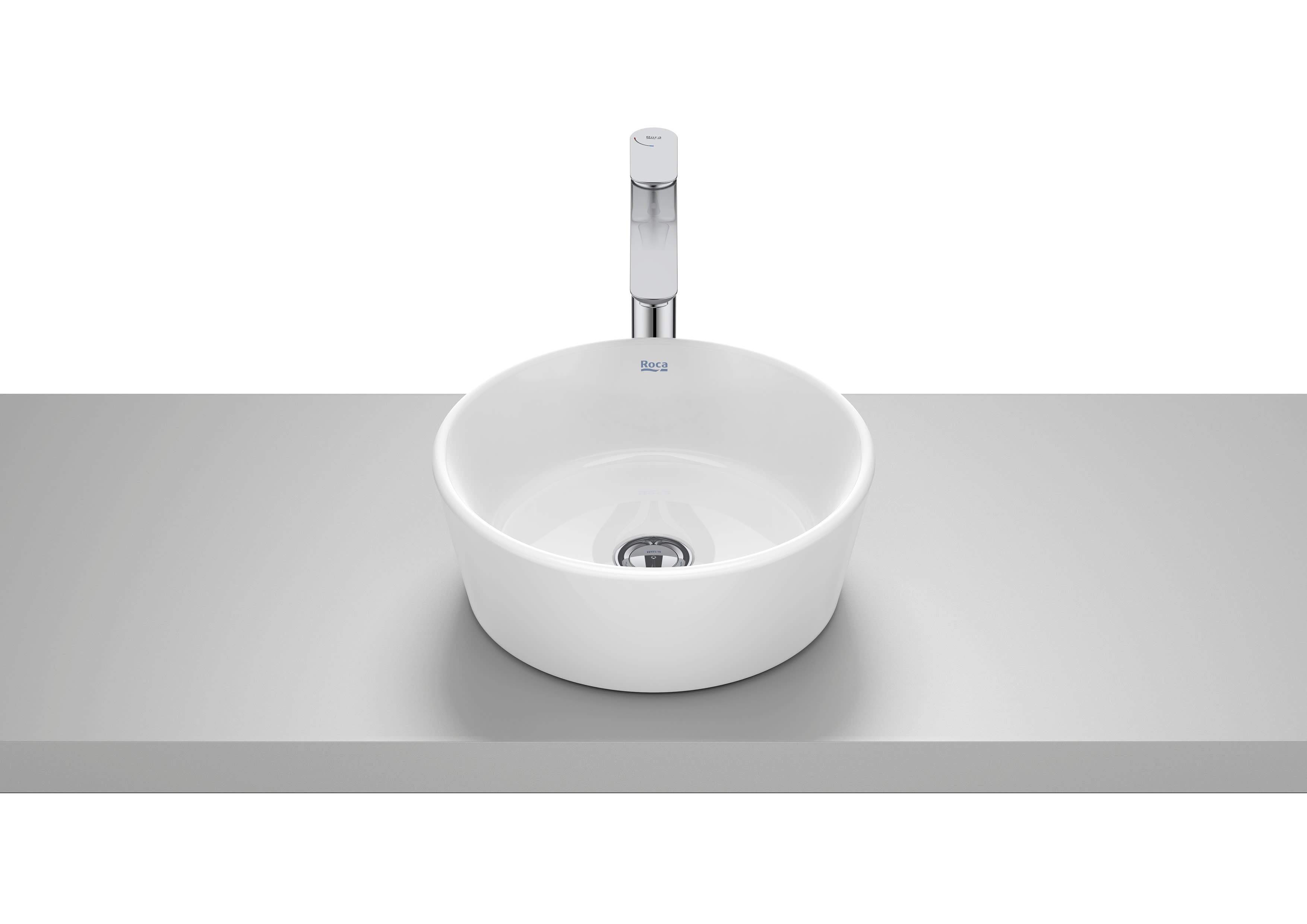 Roca Optica – Овален умивалник върху плот 35×35×13см White бял без отвор A327B15000