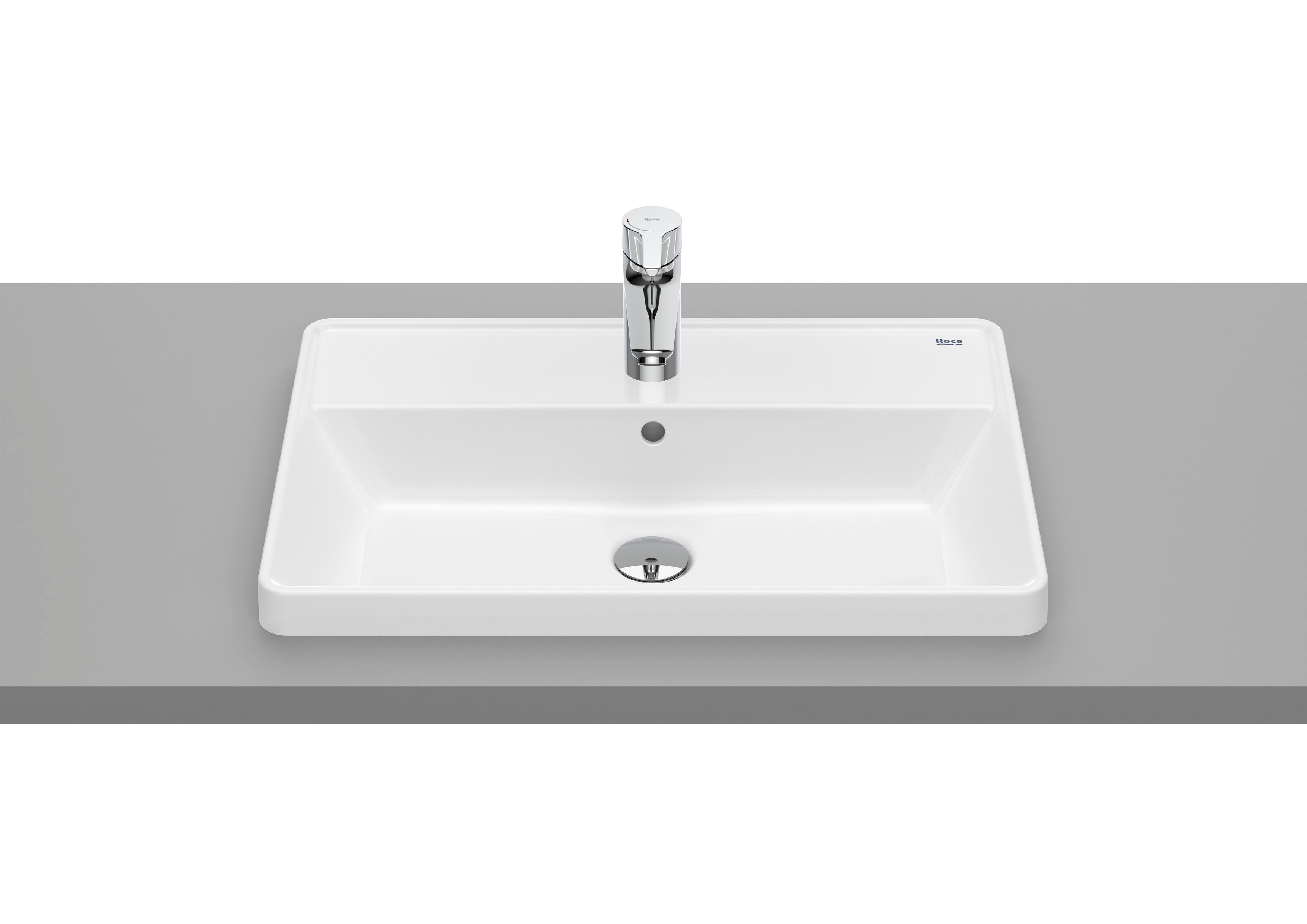 Roca The Gap – Умивалник за вграждане в плот 60×39×4см White бял интегриран плот 1 отвор A3270YA000