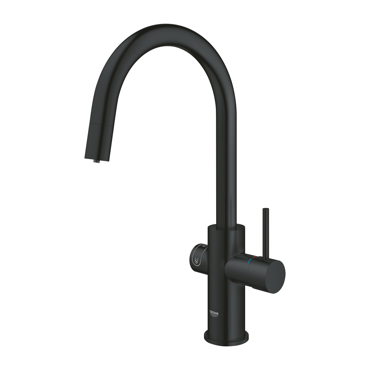 GROHE Blue Home Кухненски Смесител С-чучур + Изтеглящ Се Аератор Matte Black 31541KS0 - Stonea.BG