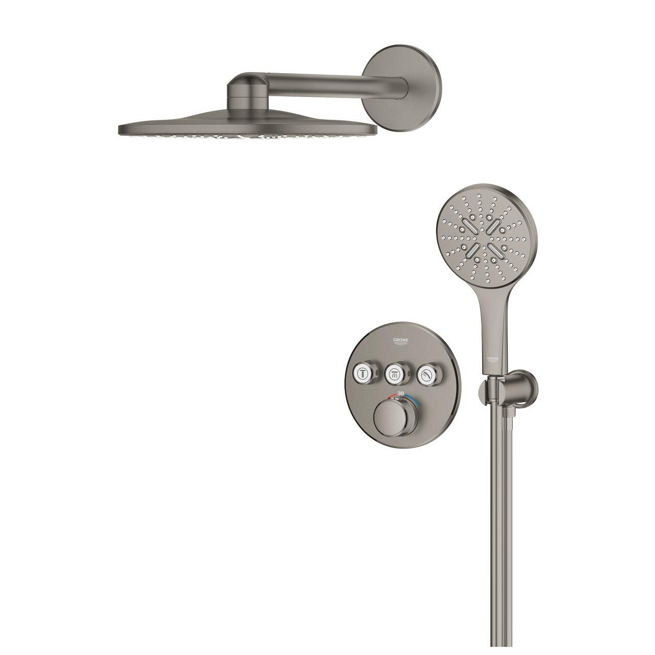 GROHE Grohtherm SmartControl Комплект Вградена Душ Система Rainshower SmartActive 310 Brushed Hard Graphite 34863AL0 - Stonea.BG