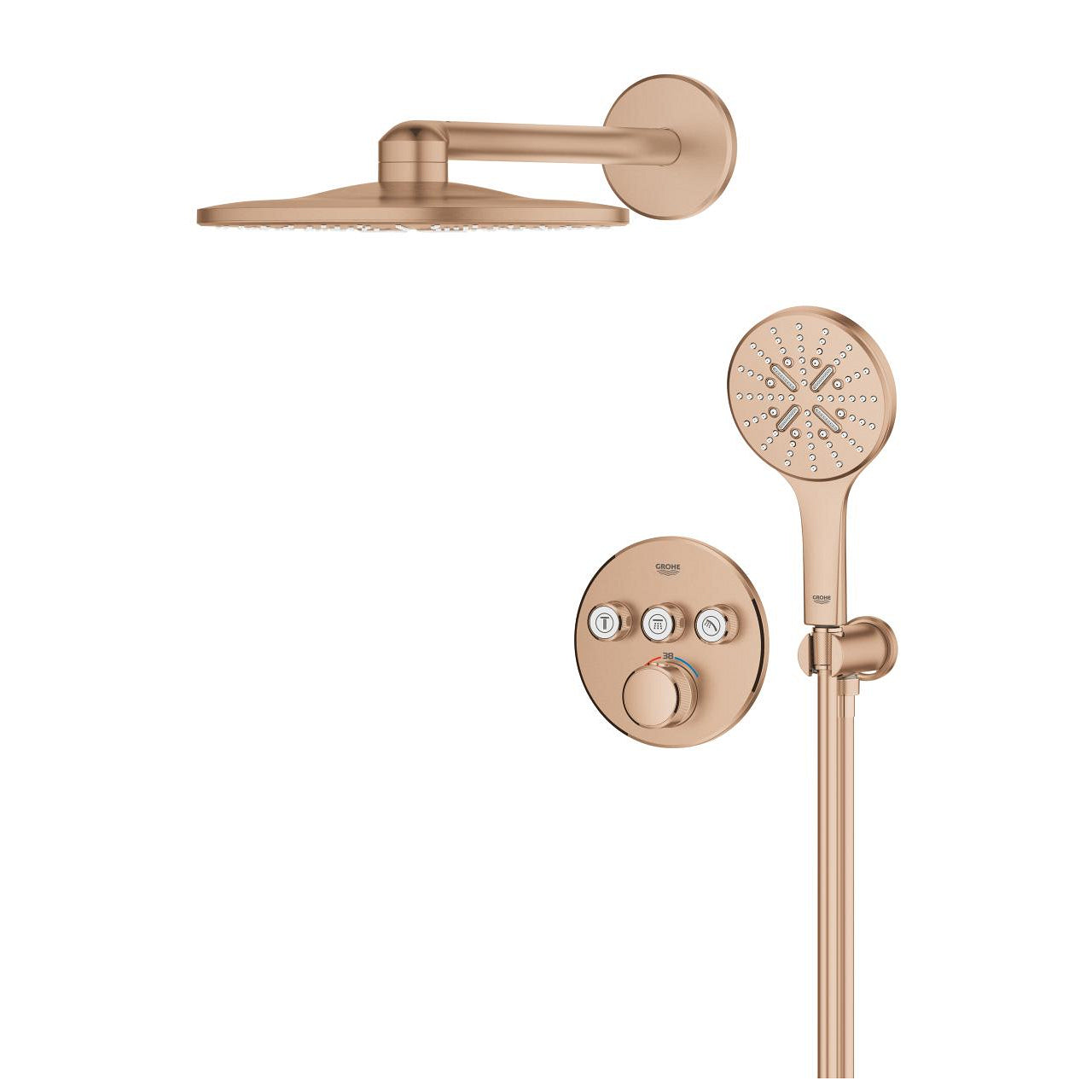 GROHE Grohtherm SmartControl Комплект Вградена Душ Система Rainshower SmartActive 310 Brushed Warm Sunset 34863DL0 - Stonea.BG