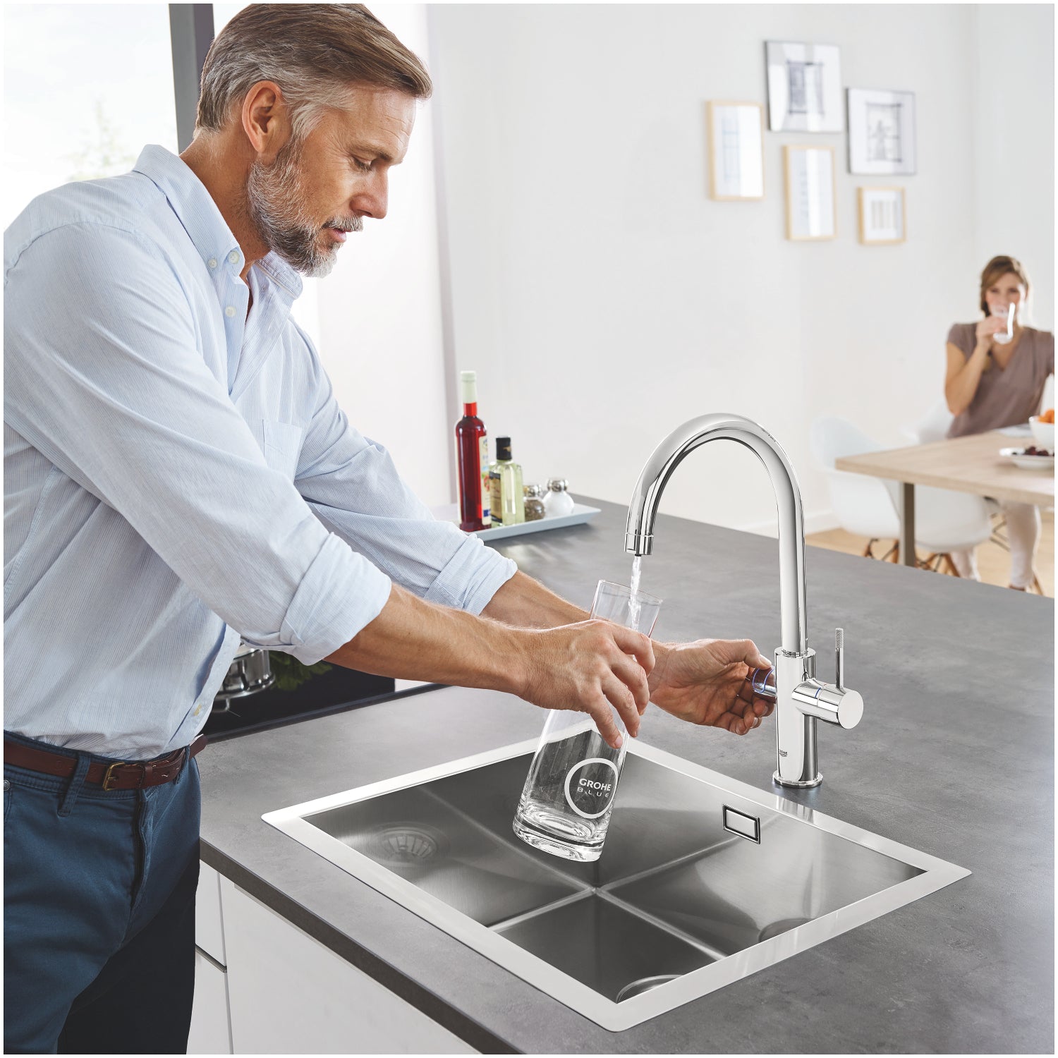 GROHE Blue Home Кухненски Смесител C-чучур Филтрирана Газирана Вода Chrome 31455001 - Stonea.BG
